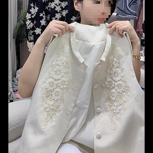 时尚轻奢中式米白色国风刺绣马甲女2025夏季新款休闲百搭上衣外套 商品图2