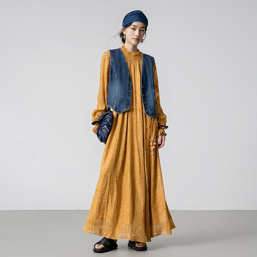 【林栖设计小店】【现货】立体剪花真丝连衣裙宽松打揽气质2025秋季新品花仙子女裙1953068 商品图2