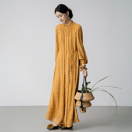 【林栖设计小店】【现货】立体剪花真丝连衣裙宽松打揽气质2025秋季新品花仙子女裙1953068 商品图0