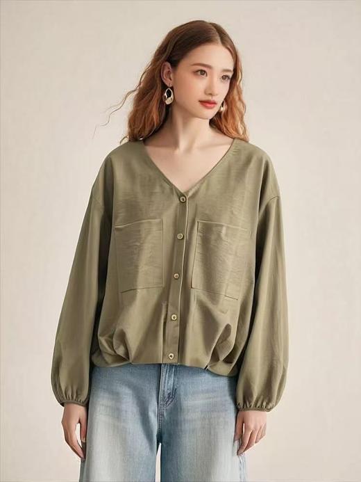 【早秋特卖】1830长袖V领花苞款外套1喜出 商品图4