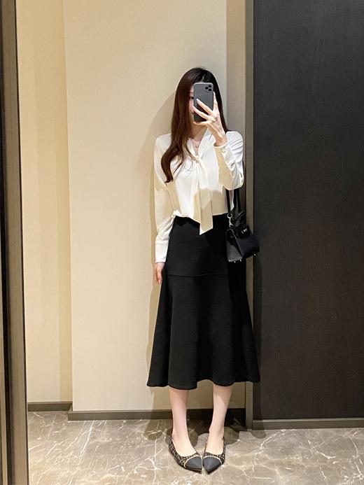 法式醋酸质感蝴蝶结飘带V领知性OL衬衫 商品图6