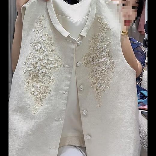 时尚轻奢中式米白色国风刺绣马甲女2025夏季新款休闲百搭上衣外套 商品图0