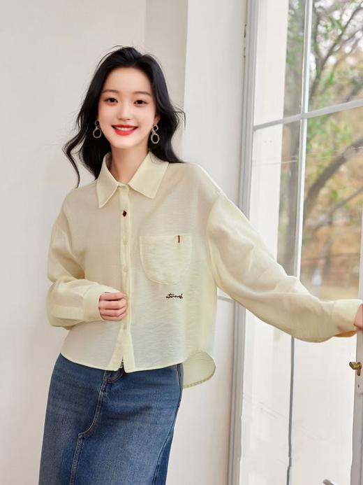 【早秋特卖】5037压皱天丝➕棉➕麻薄款短衬衫防晒衫-喜出 商品图2