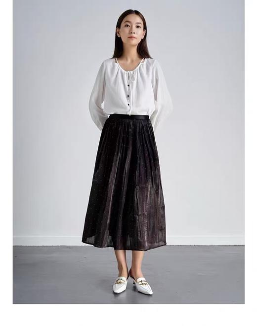 【早秋特卖】1062镂空领系带宽松长袖衬衫-喜出 商品图1