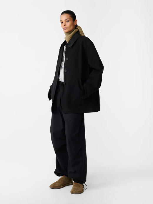 Studio Nicholson 25PF 深蓝色Leader小羊皮领斜纹棉工装外套 商品图3