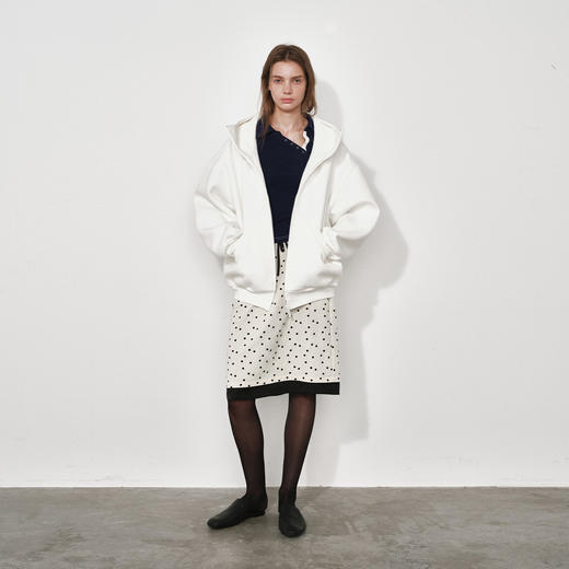 NUTH不规则波点拼接撞色抽绳直筒半身裙女 商品图1