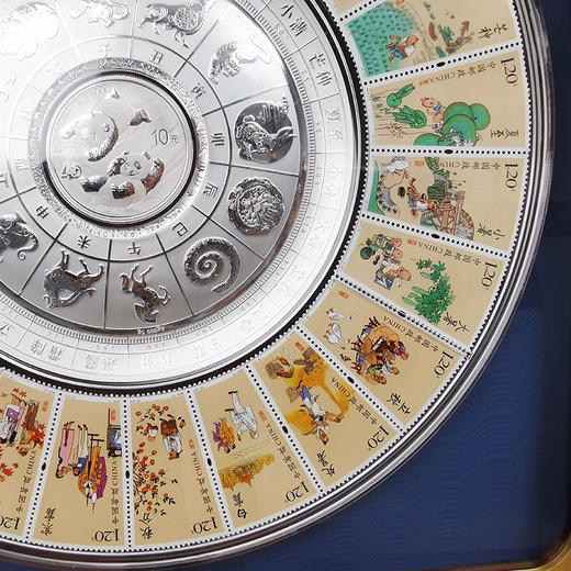 魅力好时节银摆件 内含二十四节气5克银 2022熊猫银币30克 24节气邮票 商品图3