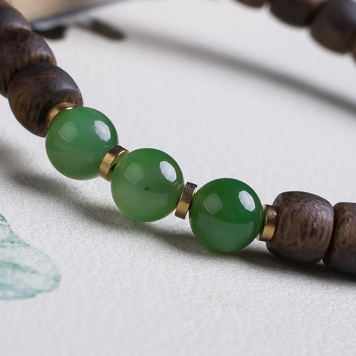 xy0517沉香+碧玉南红莲蓬子手串 商品图5