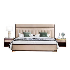 【新中式-KD-Y-T2007大床】爱里古夷苏木/卧房/实木床/实木软包床