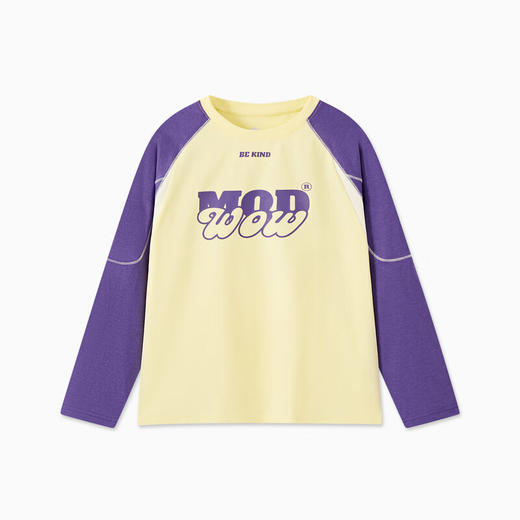 【MQD】男大童秋季潮酷休闲字母撞色长袖T恤 商品图4