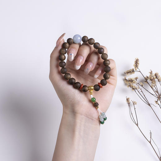 xy0514沉香+翡翠南红手持手串 商品图9