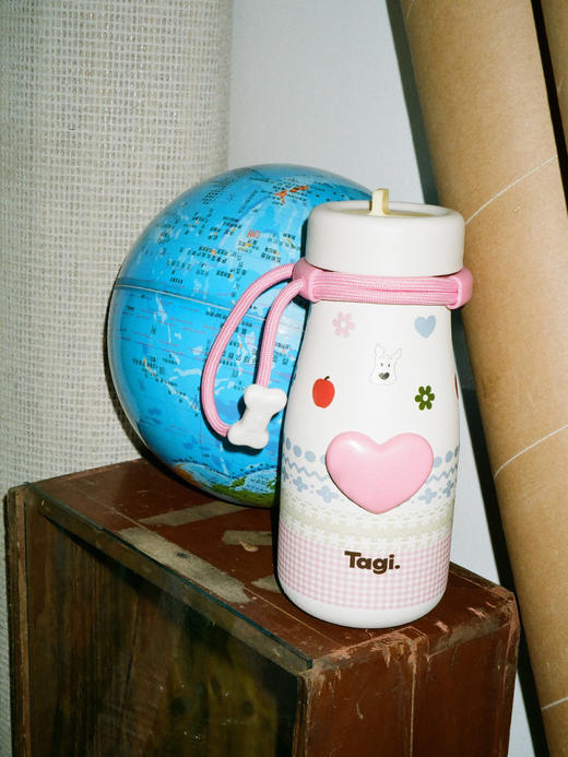 Tagi爱心小狗散步吸管杯 620ml 怦怦爱心机灵大容量保温杯不锈钢吸管杯 商品图1