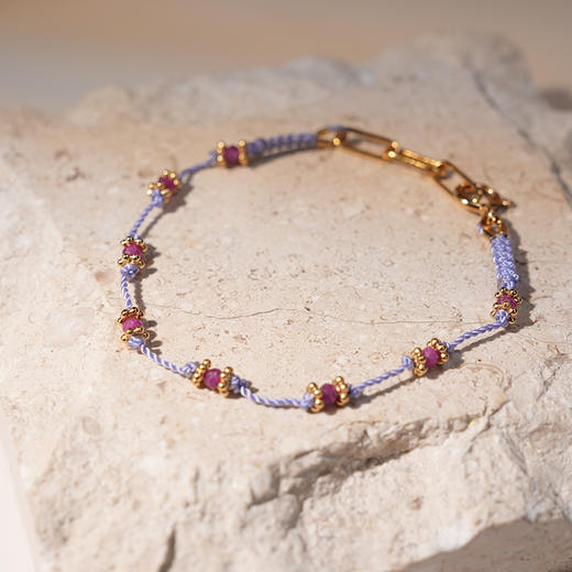 订购8周到｜Tityaravy-LOTUS-红宝石 蓝紫绳 手链［法国设计师］ 商品图0