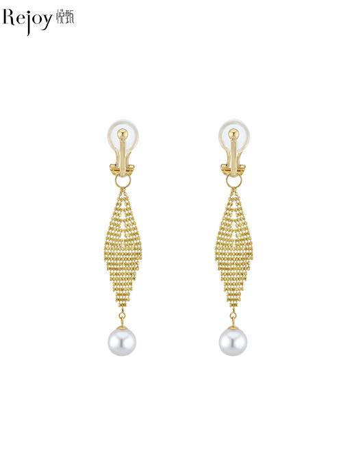 【天猫同款】鎏珠耳扣款-18K金Akoya珍珠耳夹 7-7.5mm 商品图0