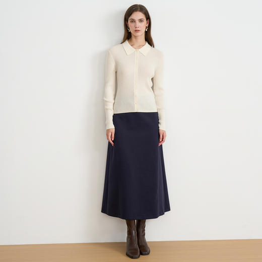 【polo领气质开衫】EITIE爱特爱简约显瘦羊毛针织衫2025秋季新款针织衫D2501907 商品图5