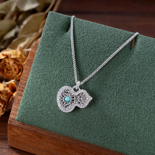 子佩集S925银【福禄结缘】套链【FYL-2056104】纯银时尚葫芦绿松石项链2507 商品图4