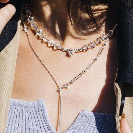 【夏季新款】alodia.co 品牌直发 月影凝霜雕刻珠白水晶项链 925银设计款天然水晶 商品图4