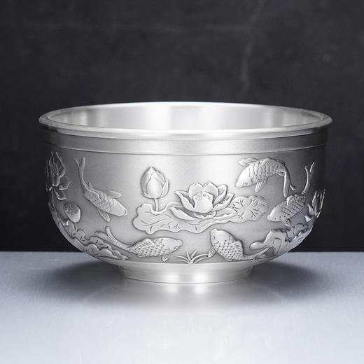 子佩集S999银【金玉满堂】摆件【BXF008024803】纯银餐具鱼莲吉言碗2507 商品图1