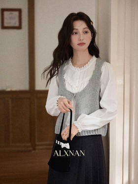 鹿向南「秋日篇章」灰色马甲背心女秋季新款时髦洋气短款外搭上衣