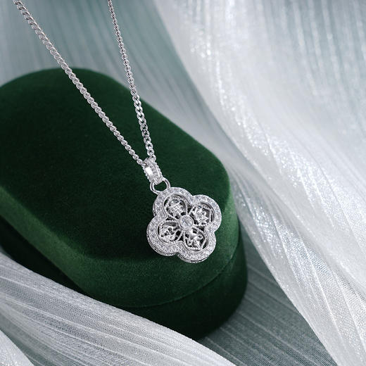 子佩集S925银【四叶平安】套链【FYL-2052101】纯银时尚四叶草项链2507 商品图2