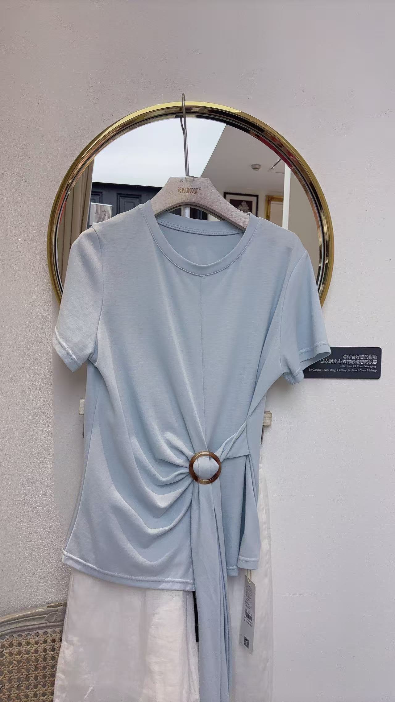 【门店同款】ENJOY夏季设计侧木扣上衣 162847124