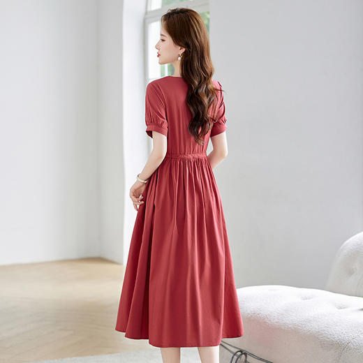 【预售3天】新款气质时尚简约干练修身显瘦纯色高腰A字连衣裙WZ89679 商品图2