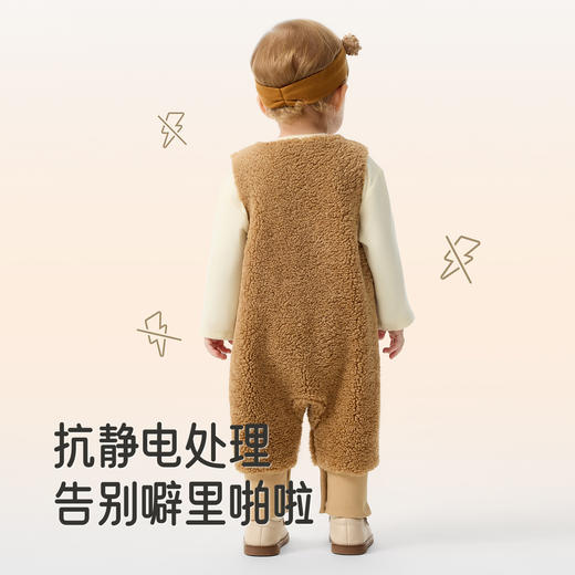 英氏婴儿衣服长袖套装秋冬装宝宝加绒保暖外出服背带哈衣两件套 商品图3