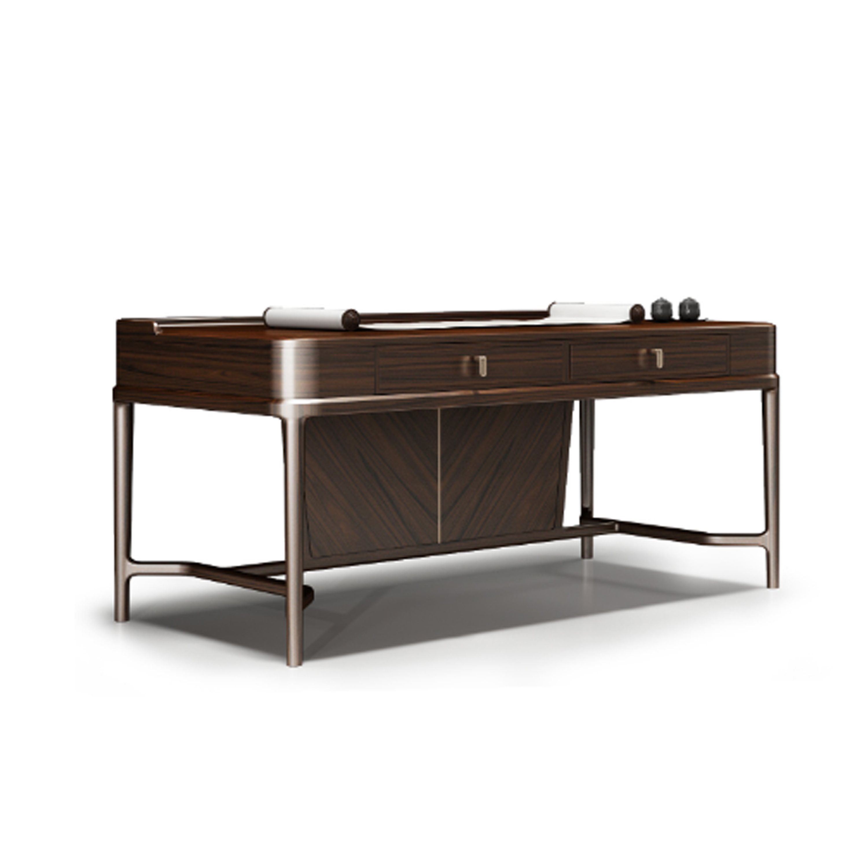 【新中式-书桌KD-Y-T4505】黑檀/书房/书桌