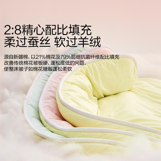 LOVO乐蜗XS 轻·暖 抗菌纤柔棉花蓬蓬春秋被 (1150g) 粉色 220×240cm 商品图3