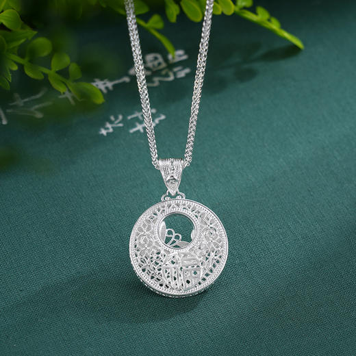 子佩集S990银【花蝶之恋】套链【MXTL032】纯银花丝珐琅彩项链2507 商品图2