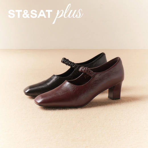 【精选牛皮】星期六复古褶皱感粗跟玛丽珍SSD3111059 商品图8