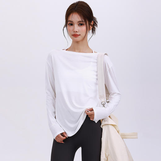 【限时秒】YOGACODE【火树银花系列】新款莫代尔运动罩衫女长袖两侧开叉宽松透气瑜伽服罩衫DWT125588 商品图0