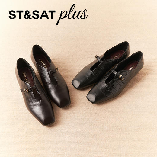 星期六英伦风气质金属扣低跟皮鞋SSD3111090 商品图5