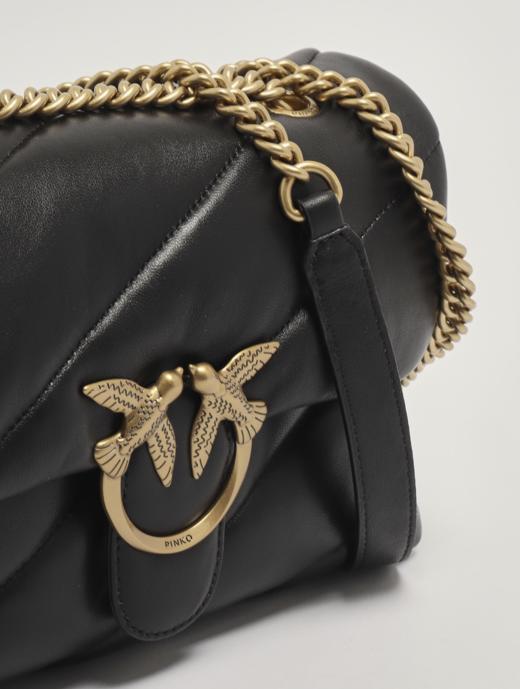 【新品现货超惠秒】Pinko Love Puff 女士绗缝真皮单肩包，黑金配色 商品图4