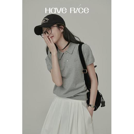 HAVERICE饭馆 知识分子 2025新款经典2.0复古莱赛尔天丝短袖t恤POLO衫女 商品图2