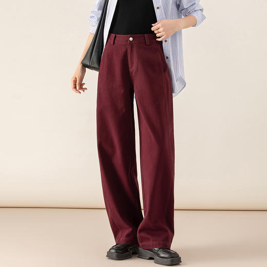 百媚生 松弛感港风天丝棉宽松纯色牛仔弯刀裤天丝棉 5302 商品图3