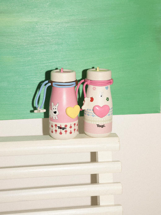 Tagi爱心小狗散步吸管杯 620ml 怦怦爱心机灵大容量保温杯不锈钢吸管杯 商品图2