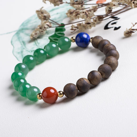 xy0518沉香+南红青金非洲翠手串 商品图2