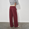 NUTH 可束脚直筒卫裤基础款宽松抽绳休闲裤女 花灰色/勃艮第红 商品缩略图3