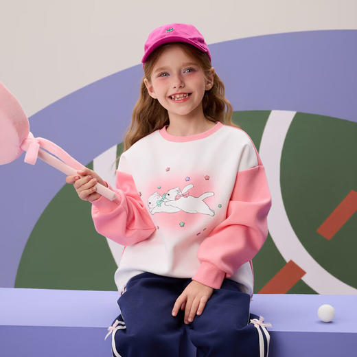 【MQD】秋季女大童可爱运动卡通撞色休闲卫衣 商品图3