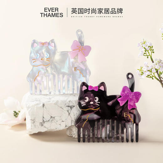 EVER THAMES 2025新款时尚可爱造型加厚醋酸板材小猫梳 商品图0
