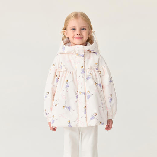 【无氟防泼水】马克珍妮女童芭蕾女孩花苞连帽棉服秋冬新款551576 商品图1