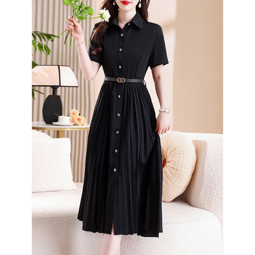 【预售3天】PY 黑色衬衫式短袖连衣裙 &2912 商品图1