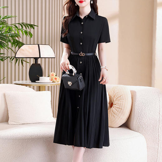 【预售3天】PY 黑色衬衫式短袖连衣裙 &2912 商品图2