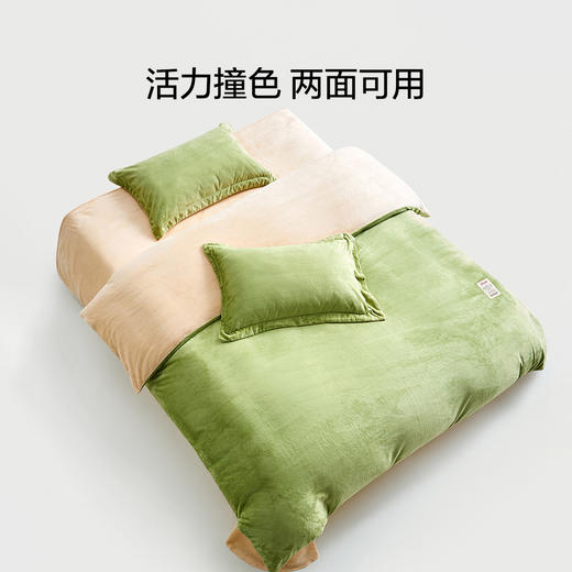 LOVO乐蜗XS 牛来运转 法兰绒床品三/四件套 绿色 商品图3