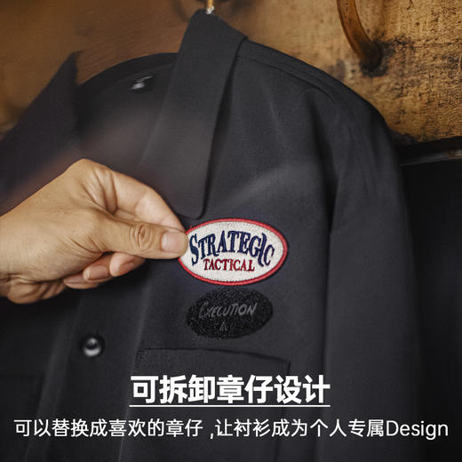 马登工装美式黑色口袋衬衫长袖梭织山系薄款机能通勤衬衣外套男秋 商品图2