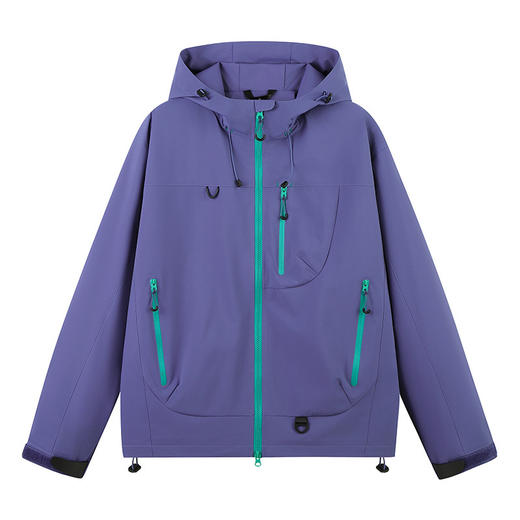 百媚生 软壳冲锋衣连帽男女情侣款户外防风防水外套7870 商品图2