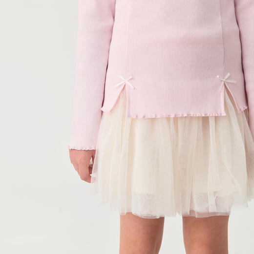 马克珍妮女童立体蝴蝶结软弹针织T恤2025年秋装新款551215 商品图4