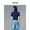 VIMAGE纬漫纪翻领短袖百搭复古正肩polo领女T恤上衣2025夏季新款V2301935 商品缩略图9