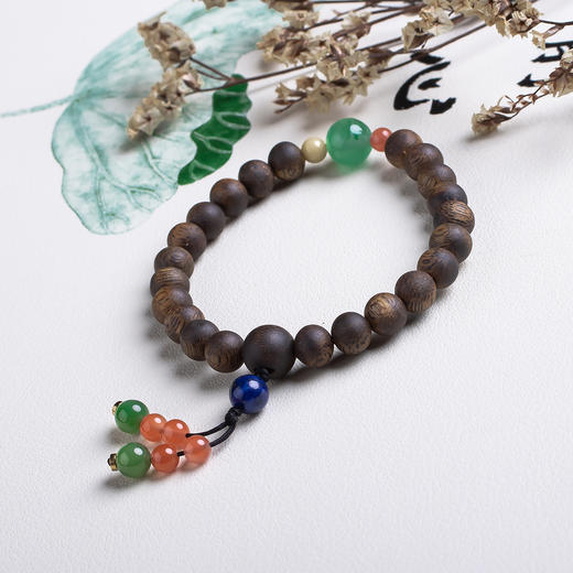 xy0515沉香+非洲翠碧玉南红手持手串 商品图2